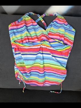 Seafolly Australia Women's Swim Wear Multicolor Rainbow Stripe Halter Top